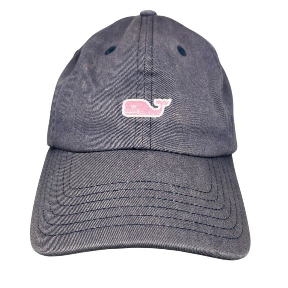 Vineyard Vines Blue Hat Women Cotton Preppy Worn Distressed Cap Whale Club Dock
